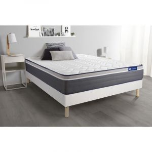 Image de Ensemble matelas ACTILATEX PLUS 140x190 Latex+Mémoire de forme Maxi épaisseur 7zones de confort + sommier KIT blanc