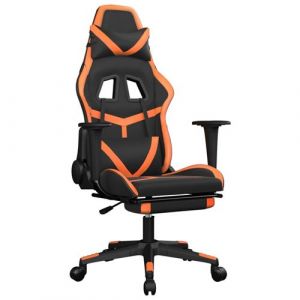 VidaXL Chaise gaming de massage et repose-pied Noir&Orange SimilicuirChaise Gamer Siège Gaming Fauteuil Gamer