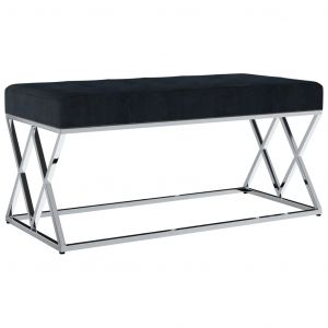 Image de VidaXL Banc 97 cm Noir Tissu de velours et acier inoxydable