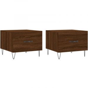 VidaXL Tables Basses 2 pcs, Tables d'Appoint avec Tiroir, Bouts de Canapé avec Pieds, Meubles de Rangement Salle de Séjour, Moderne, Chêne Marron Bois d'Ingénierie