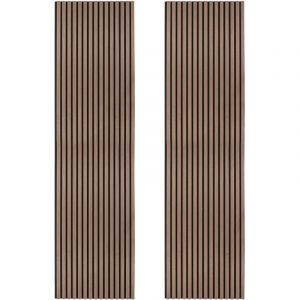 Monster shop 2 x Panneaux Lattes Acoustiques Muraux Noyer Fonc&eacute; Placage D&eacute;coratif 240cm/60cm