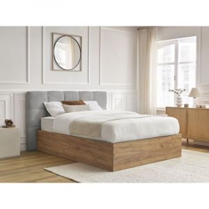 Bobochic Lit coffre kumo tissu bouclette 160x200 Gris