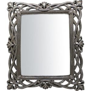 Miroir à poser et mural moderne en résine - 31 x 36 x 2 cm - Finition argent antique - Miroir mural avec cadre rectangulaire aux dimensions L31xPR2xH36 cm. En résine et est prêt à être posé ou accroché en horizontale ou en verticale. Accessoire pratique e