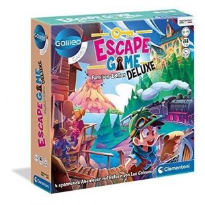 Clementoni 59257 Escape Game Deluxe Édition Familiale Jeu de société à énigmes avec 4 Aventures avec Cartes et Accessoires Idéal comme Cadeau, Jeu Familial à partir de 10 Ans