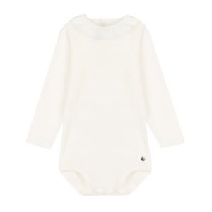 Image de Petit Bateau Body bébé manches longues collerette blanc marshmallow - Taille 86 (18 mois)