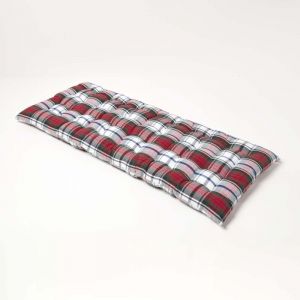 Homescapes - Coussin pour banc de jardin 2 places, Carreaux &eacute;cossais rouge - Rouge