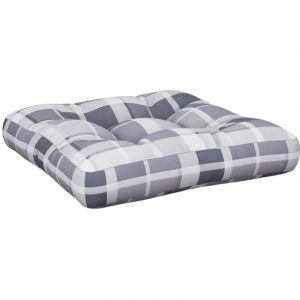 Image de VidaXL Coussin de palette motif à carreaux gris 60x60x12 cm tissu