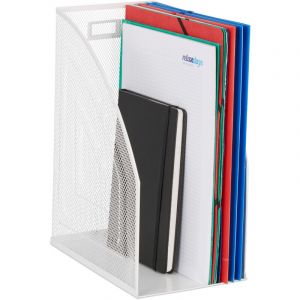 Relaxdays 2 x porte-documents métalliques A4, classeurs verticaux stables, design en maille, 32 x 16 x 24,5 cm, blanc