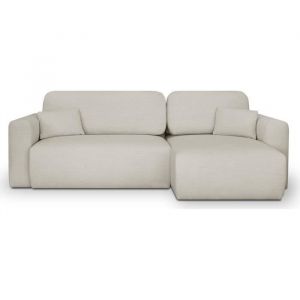 Canapé d'angle réversible convertible 4 places avec coffre de rangement en tissu écru - Davis