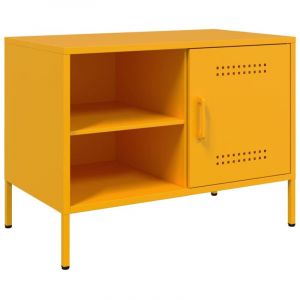VidaXL Meuble TV jaune moutarde 68x39x50,5 cm acier, support TV, buffet TV, meuble multimédia, banc TV, armoire hifi, centre de divertissement