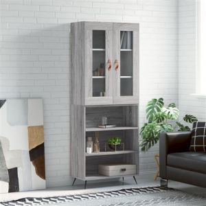 VidaXL Buffet Haut, Armoire de Rangement avec Pieds, Meuble de Rangement, Organisateur Salon Salle de Séjour, Moderne, Sonoma Gris Bois d'Ingénierie