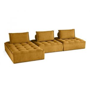Marisol - canapé d'angle modulable 4 places - velours texturé - Jaune