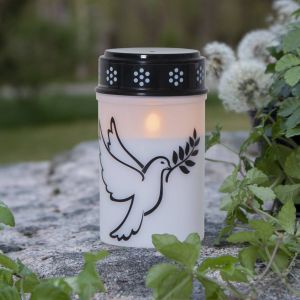 Star Trading - Bougie funéraire led 'Colombe', minuterie, avec motif colombe, 12 cm