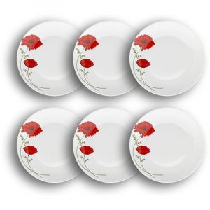 Novastyl Lot de 6 assiettes plates porcelaine blanche avec dessin fleuri 27cm