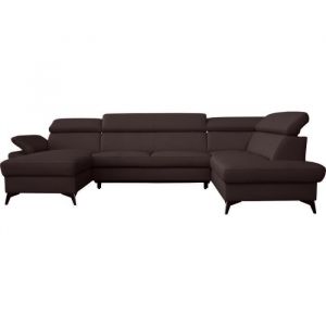 Venesetti - Canap&eacute; d'angle convertible en cuir italien de luxe 7/8 places warini avec coffre, chocolat, angle droit - Chocolat