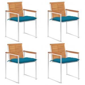VidaXL Chaises de jardin 4 pcs avec coussins Bois d'acacia massif Bleu clair