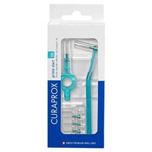 Curaprox Lot de 5 brossettes interdentaires CPS 06 Prime Start, 2 supports différents, diamètre d’efficacité 2,2 mm, turquoise