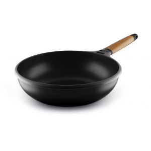 Castey Wok Induction 28 cm à Manche en Bois de Cèdre