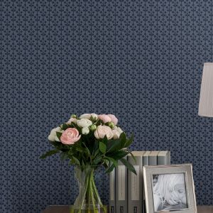 Laura Ashley Papier peint intissé Seaham Midnight 1005 x 52cm Bleu - Bleu