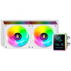 Mars Gaming Refroidissement liquide tout-en-un ML-LCDPRO240, pompe TDP 500 W, 4e génération, 2 ventilateurs, blanc