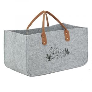 Image de Aubry Gaspard Sac à bûches en feutrine 50 x 25 cm - Gris Montagne