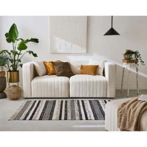 Canapé modulable 2 places en velours beige