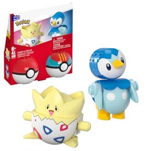 Mattel MEGA Coffret Pokémon Togepi et Tiplouf, jouet de construction avec figurines articulées, 41 pièces, 2 Poké Balls, pour enfants, JCT44