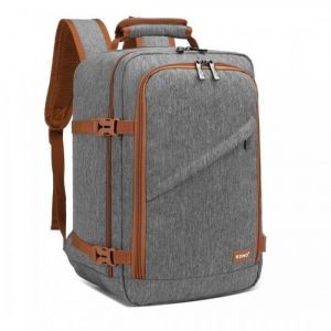 Kono Sac a Dos 40x25x20cm Sacs à Dos Voyage Bagage à Main 20L pour Ordinateur Portable Sac de Cabine pour Easyjet Gris/Burn