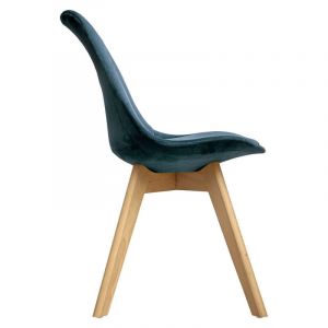 Atmosphera Chaise en velours style scandinave 'Helsinki' Couleur: Bleu canard