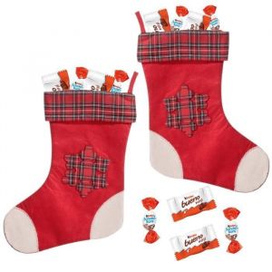 2 petites bottes de Noël garnies de 20 chocolats KINDER | SchokoBons et mini Bueno