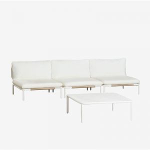 Salon de jardin avec canapé modulable 3 pièces et table basse Roubly SKLUM Beige Amande 66 cm
