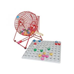 Boulier De Loto Pro En Metal, Sphere 23 Cm, Manuel - Avec Plateau De Tirage + 90 Boules Multicolores (22mm) - Set Jeu Bingo Et Carte