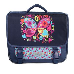 Bagtrotter - Phileas - Papillon - Cartable 38cm - Marine - 2 Compartiments - 1 Poche Sous Rabat - 1 Poche Bouteille - ...