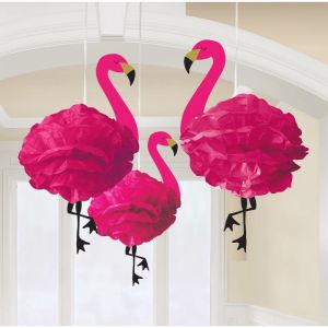 Image de 3 supensions froufrous flamand rose