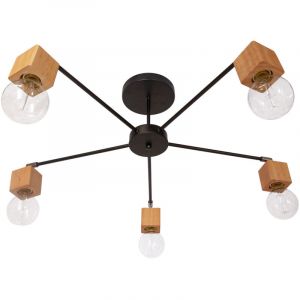 Privatefloor Lampe de plafond design scandinave - Bellou Noir - Métal, Bois - Noir