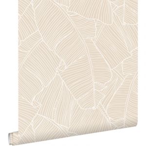 Estahome - papier peint feuilles beige