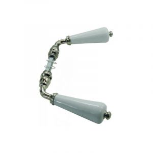 DT 2000 Béquille double canon en porcelaine blanche et laiton chromé.