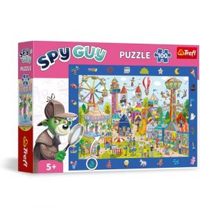 Trefl Puzzle d’Observation Spy Guy : Parc d’Attractions - 100 Pièces - Trouvez Tous Les Objets du Cadre, Puzzle Plein de Détails, Développement de Perspicacité pour Les Enfants à partir de 5 Ans