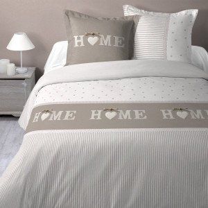 Housse de couette et une taie coton (140 cm) Rebecca Beige