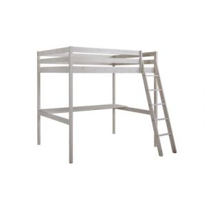 Image de Lit mezzanine GEDEON II 140 x 190 cm Avec bureau Pin m if Blanchi