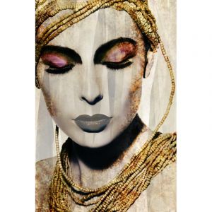 Tableau sur verre synt tique femme avec des bijoux 80x120 cm