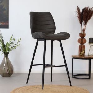 Morris Tabouret De Bar Industriel Anthracite Microfibre