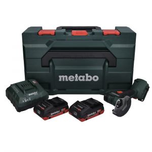 Metabo Meuleuse d'angle sans fil CC 18 LTX Brushless + 2x Batteries 4,0Ah + Chargeur + Coffret de transport MetaLoc