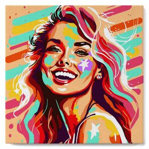 Mini peinture au numéro : Blonde Pop Art - toile tendue sur chassis