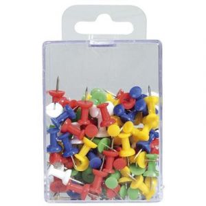 Sign 100 &eacute;pingles push pins coloris assortis, la bo&icirc;te