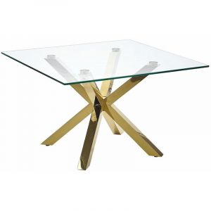 Beliani Table basse en verre avec pieds dorés 70 x 70 cm STARLIGHT