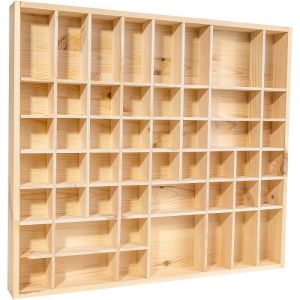 Creative Deco Vitrine Murale Etagere Bois Non Peint 51 Compartiments 52 x 46 x 5 cm
