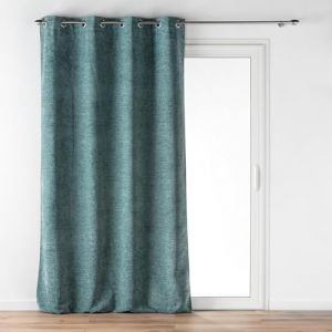 Douceur d'int&eacute;rieur, Rideau &agrave; Oeillets (140 x 260 cm) Verra Sauge, Velours Relief