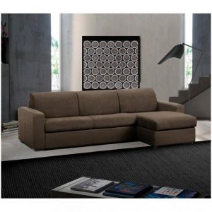 Italian Spirit Canapé d'angle réversible express 120 IMPERIAL matelas 22 cm sommier lattes velours Velluto Taupe