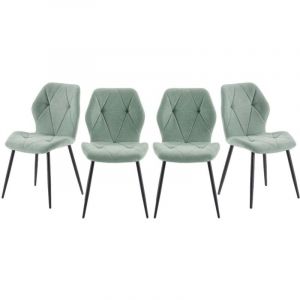 Calicosy Lot de 4 chaises en tissu avec pieds en m&eacute;tal noir L47,5 cm - LUNA